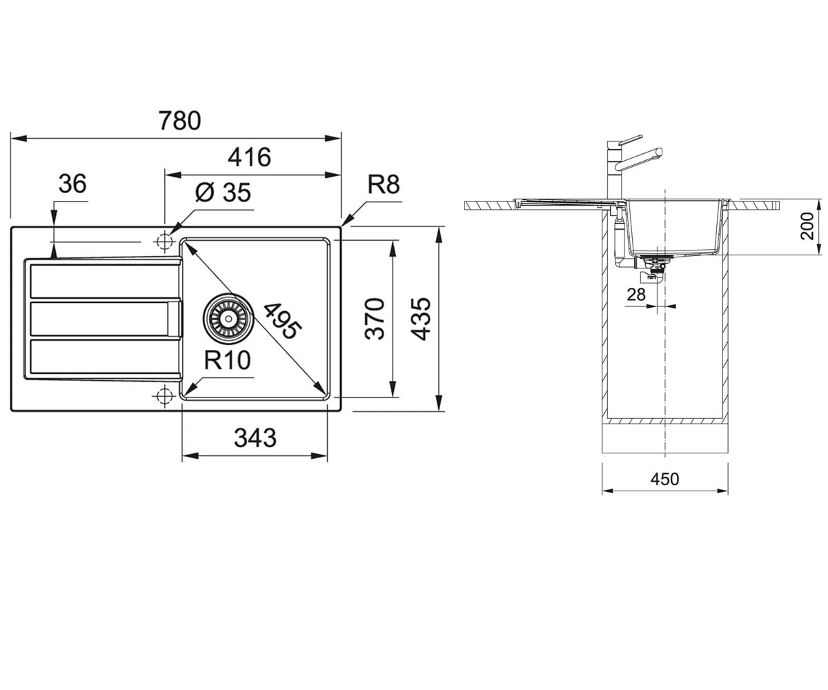 Кухонная мойка  SIRIUS 2.0 S2D SLIM 611-78 143.0632.393:Чертеж 