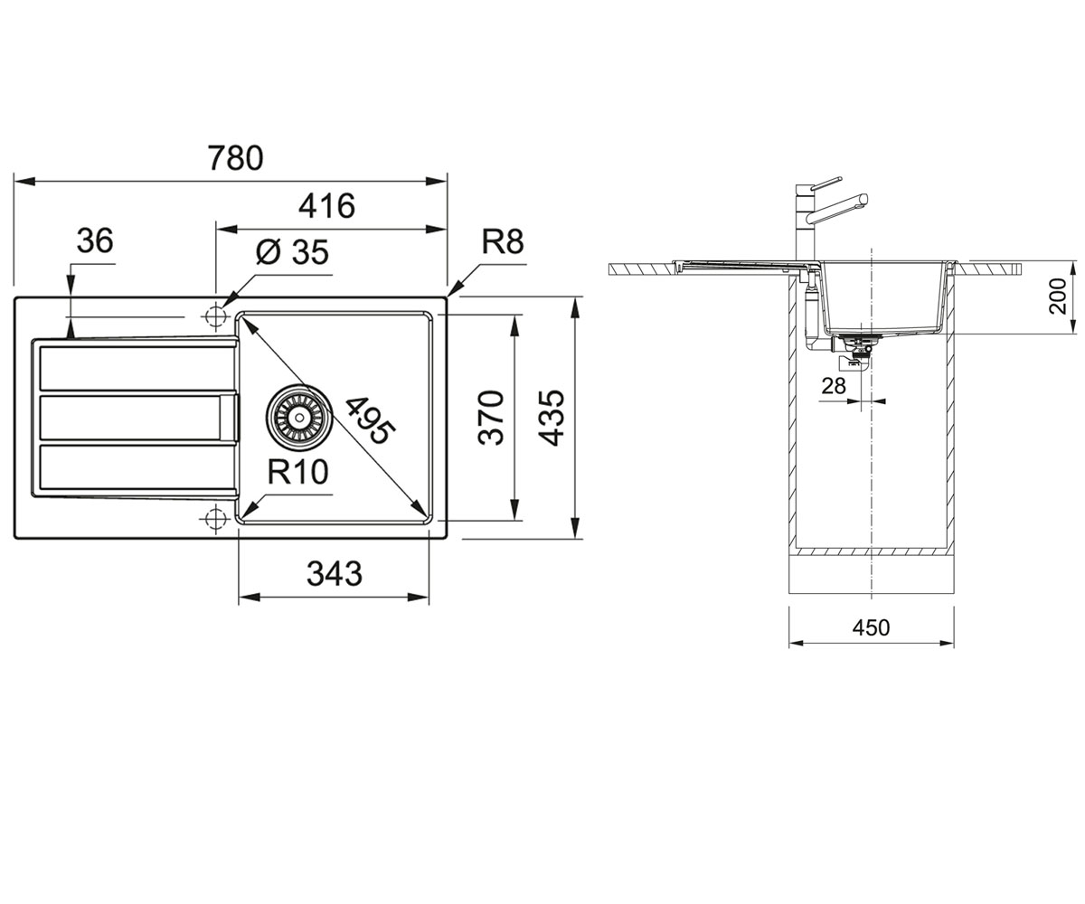 Кухонная мойка  SIRIUS 2.0 S2D SLIM 611-78 143.0632.396:Чертеж 