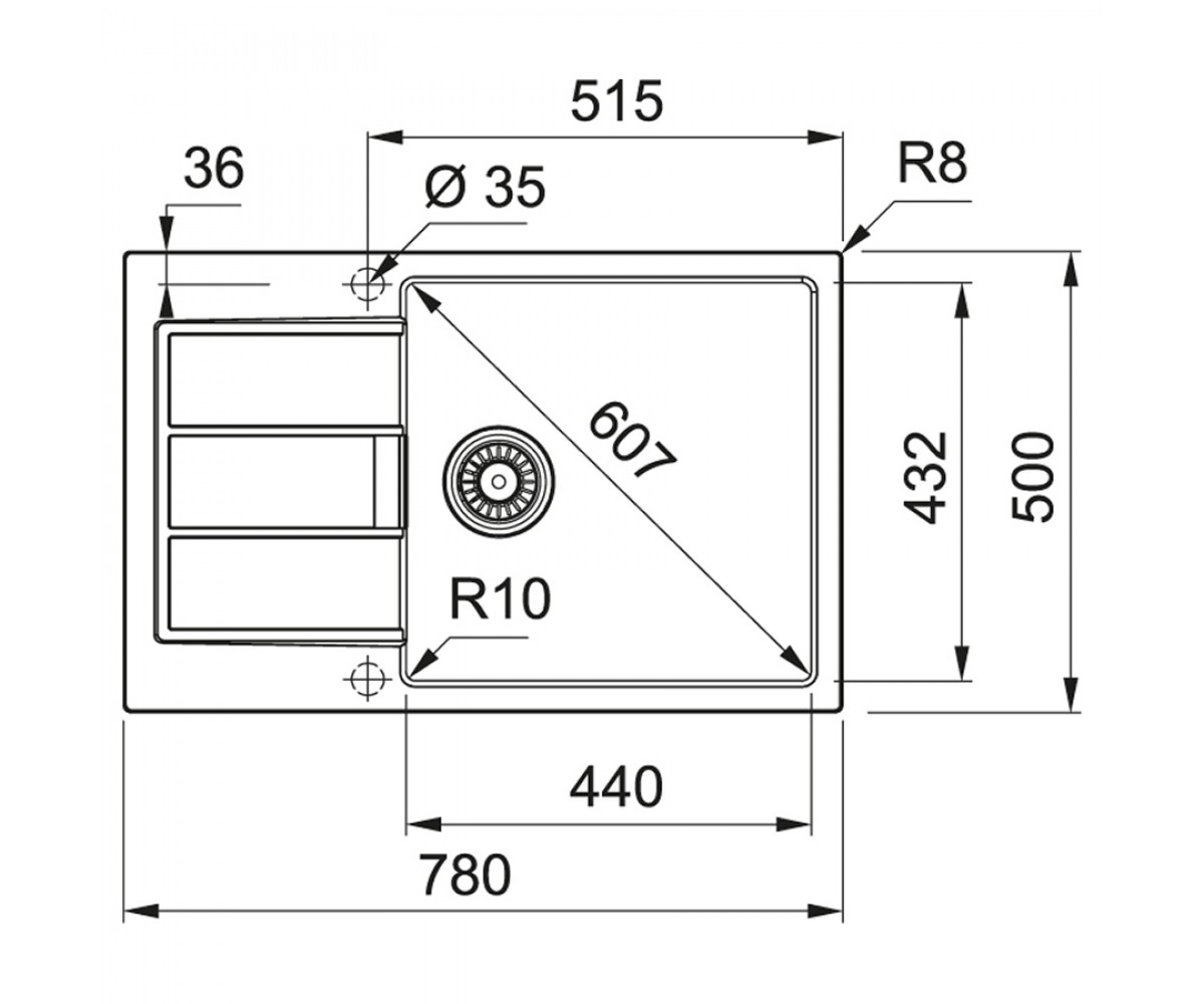 Кухонная мойка  SIRIUS 2.0 S2D 611-78 XL 143.0671.747:Чертеж 