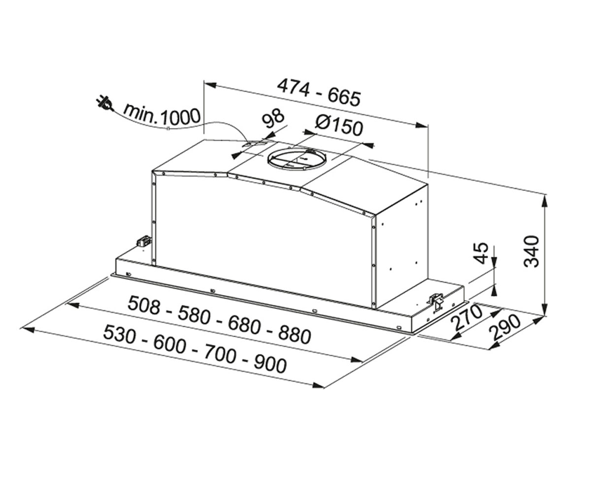 Встраиваемая вытяжка  BOX PLUS FBI FLUSH 540 XS 305.0593.672:Чертеж 