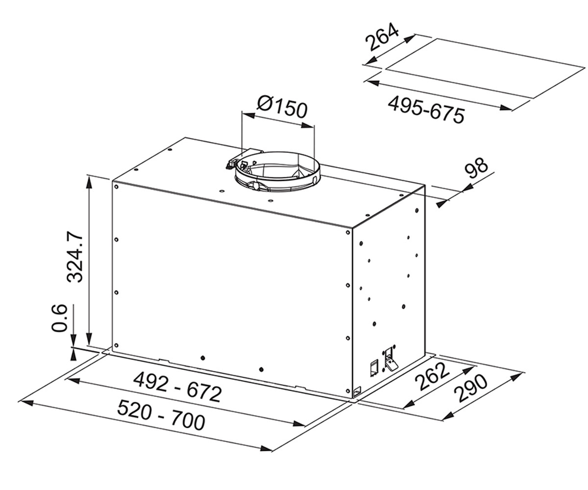 Вытяжка кухонная  BOX FLUSH EVO FBFE WH MATT A70 305.0665.367:Чертеж 