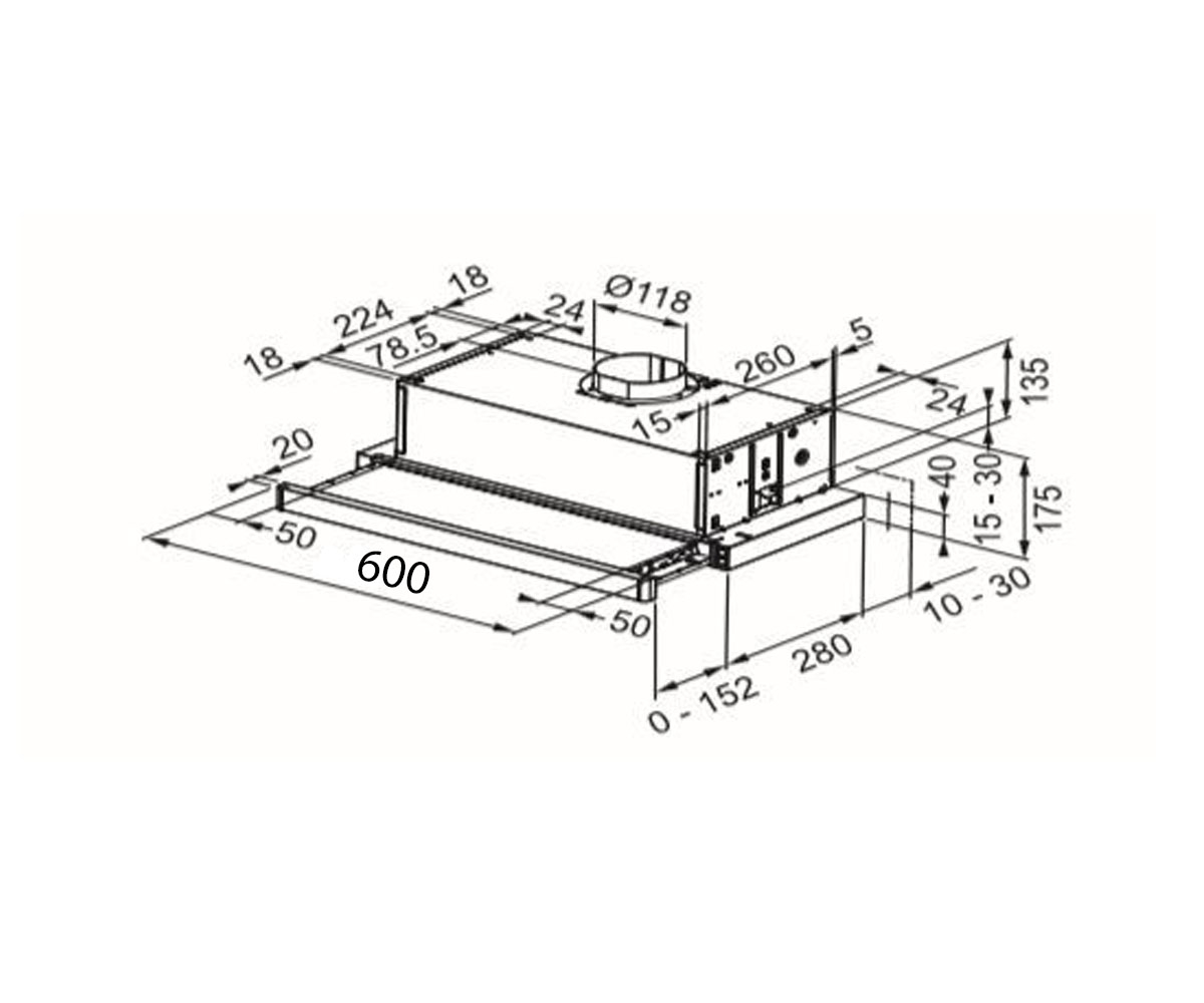 Вытяжка кухонная  FLEXA FTC 632L WH 315.0547.797:Чертеж 