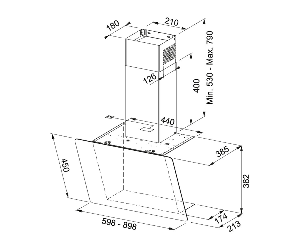 Наклонная вытяжка 60 см  SMART FPJ 615 V BK/DG 330.0573.294:Чертеж 