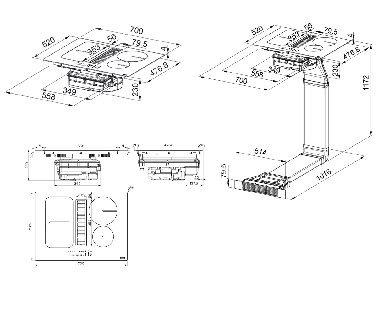 Поверхность с вытяжкой  SMART FSM 709 HI 340.0678.203:Чертеж 