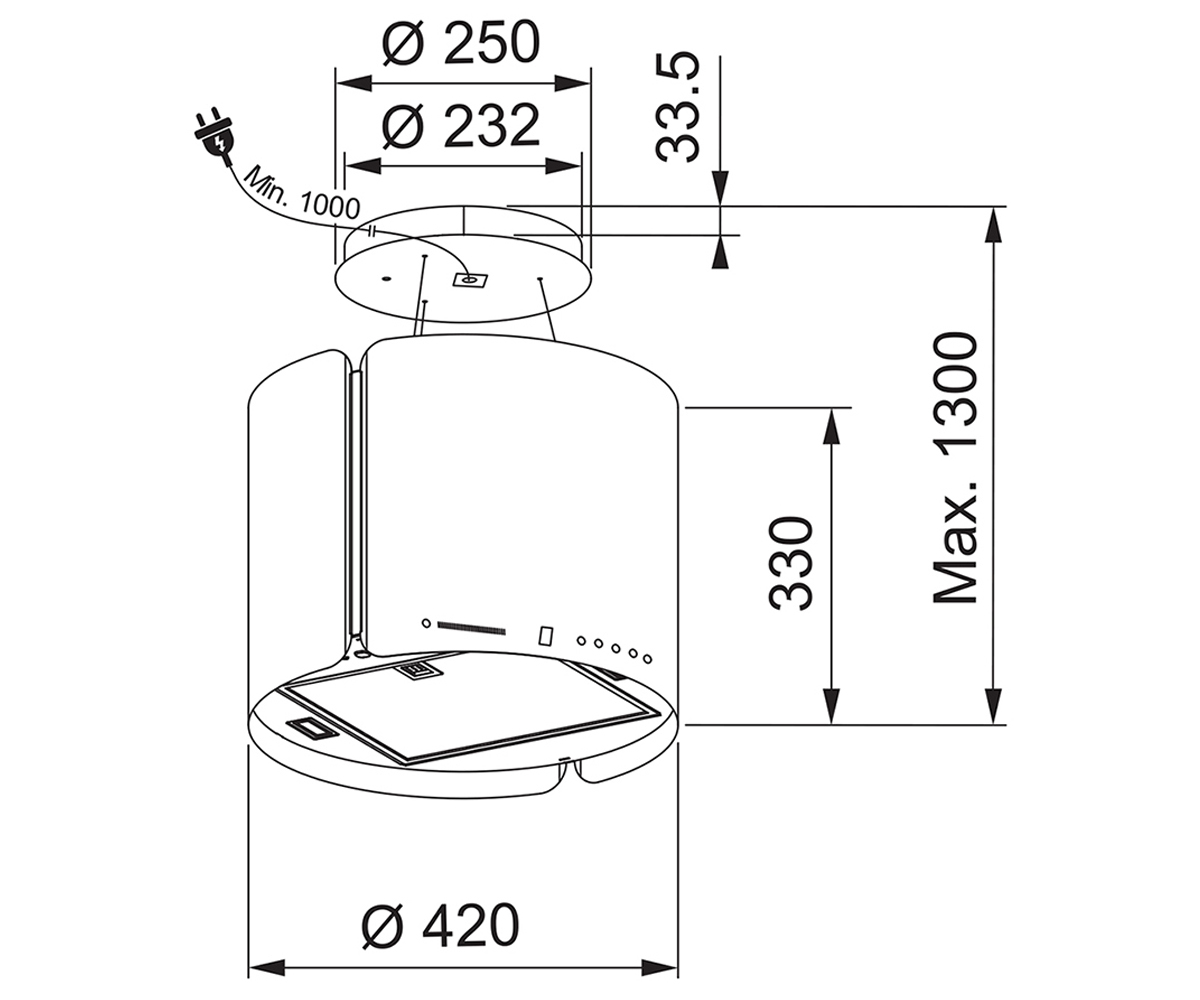 Вытяжка кухонная  SMART SUSPENDED FSMS F42 345.0654.932:Чертеж 