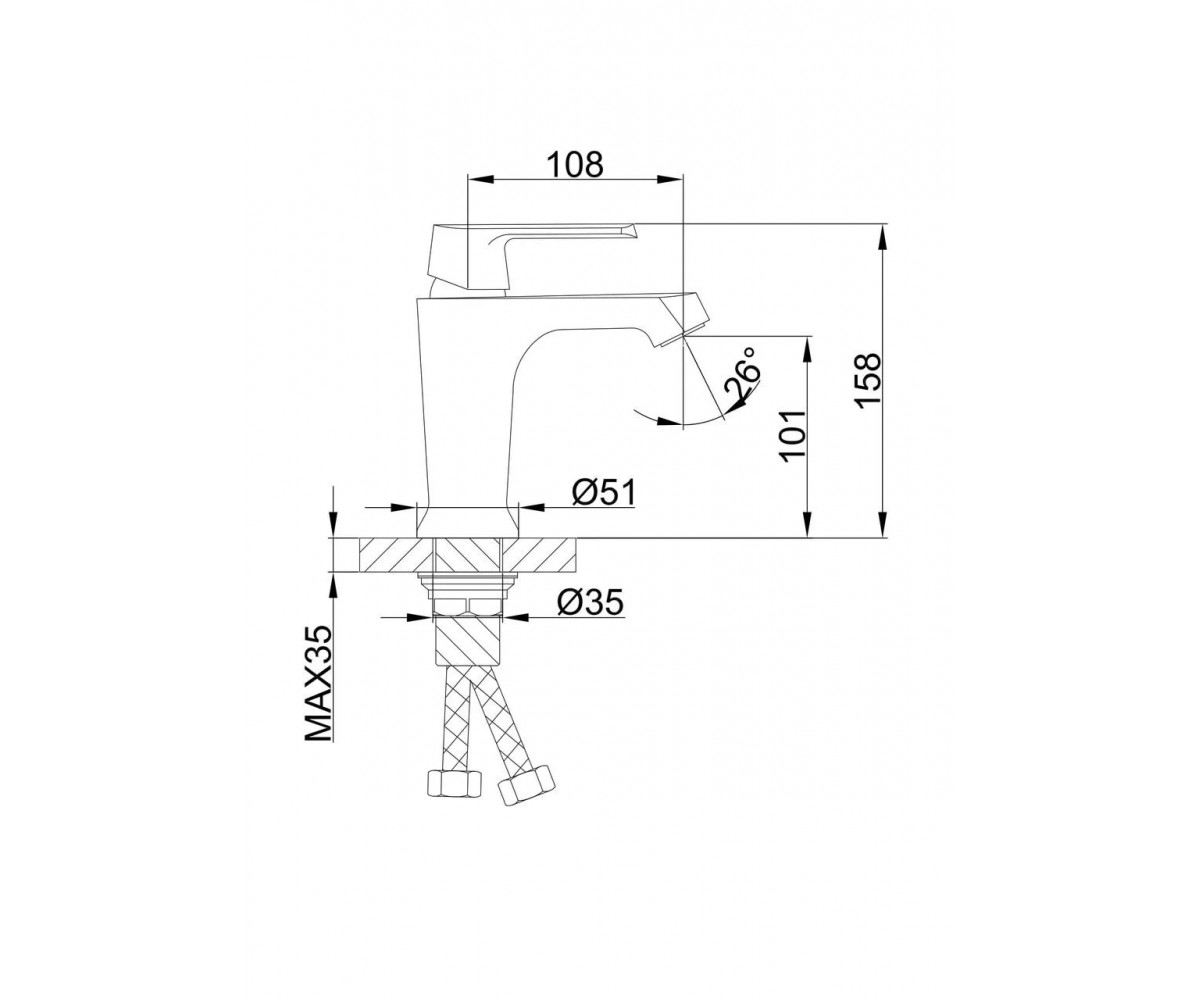 Смеситель для раковины  H31 F1031:Чертеж 