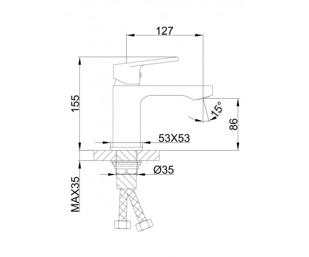 Хромированный смеситель для раковины  H46 F1046:Чертеж 