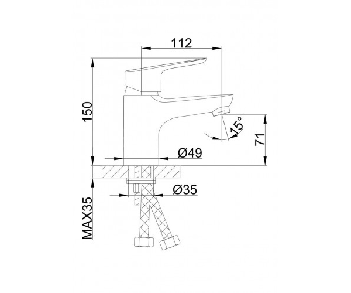 Невысокий смеситель для раковины  H703 F10703-B:Чертеж 