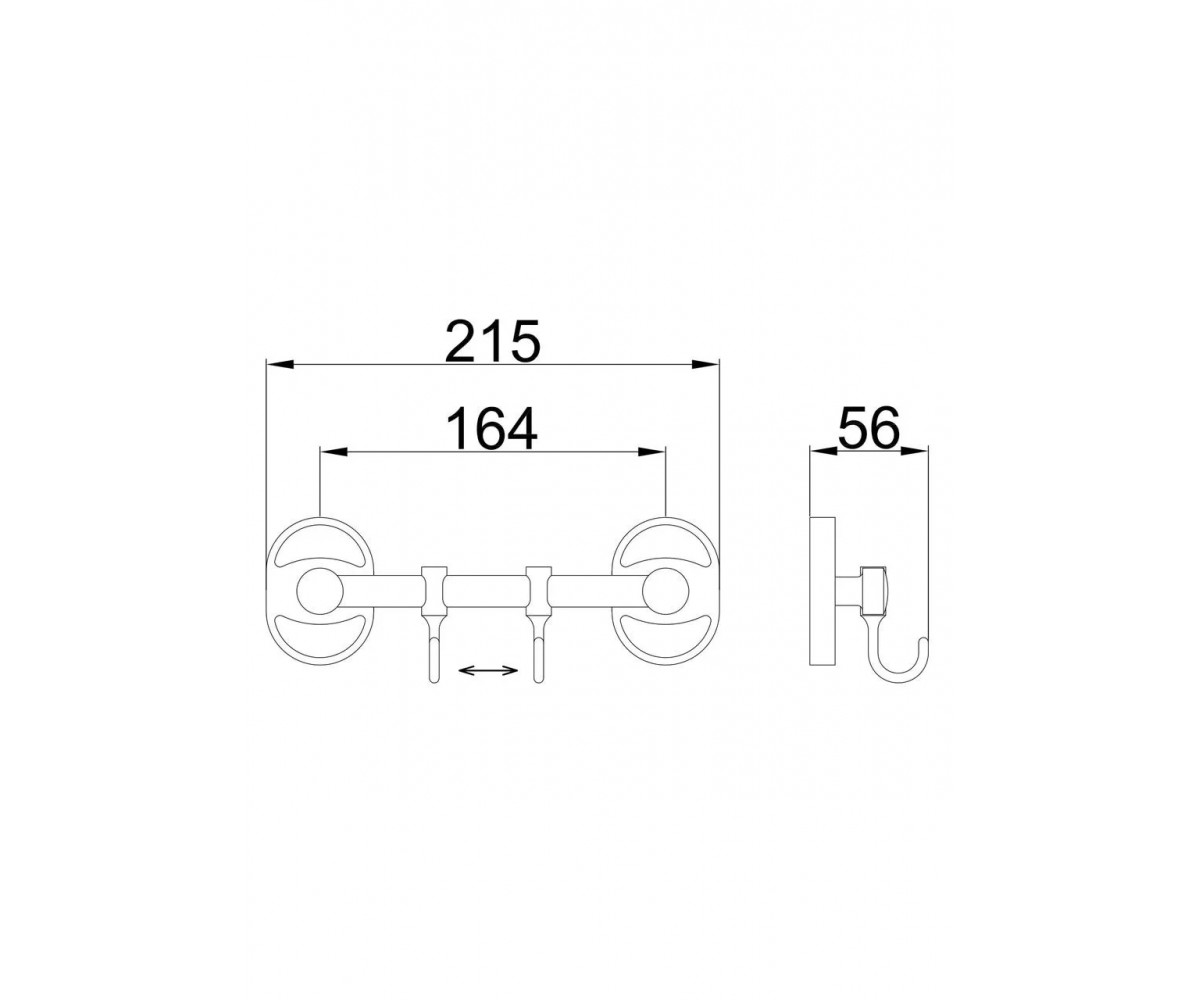 Крючки для ванной на планке  F19 F1915-2:Чертеж 