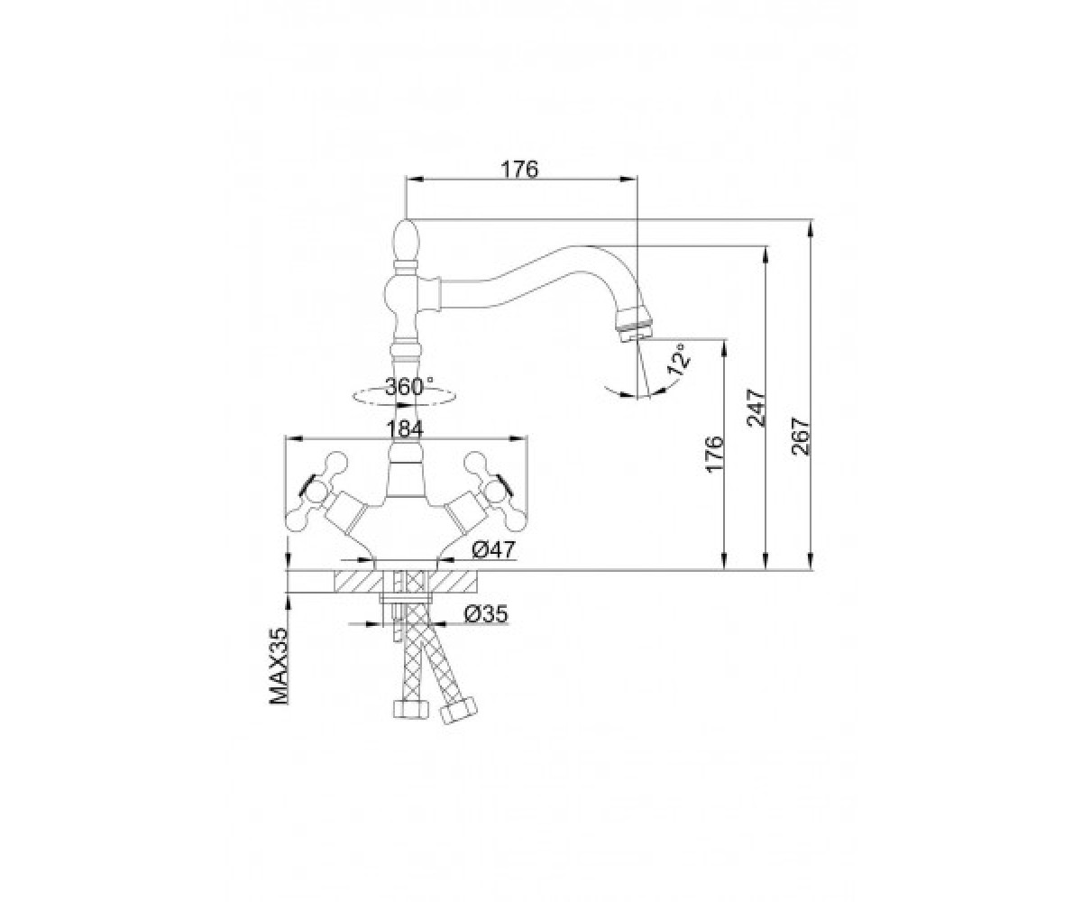 Двухвентильный смеситель  H19 F4019-4:Чертеж 