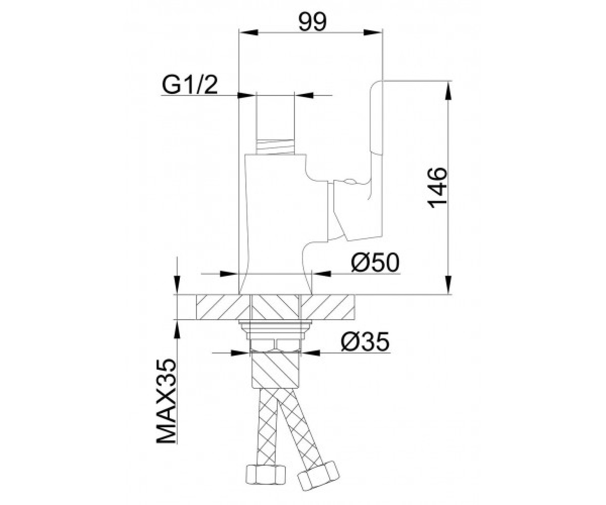 Корпус кухонного смесителя  F4034:Чертеж 