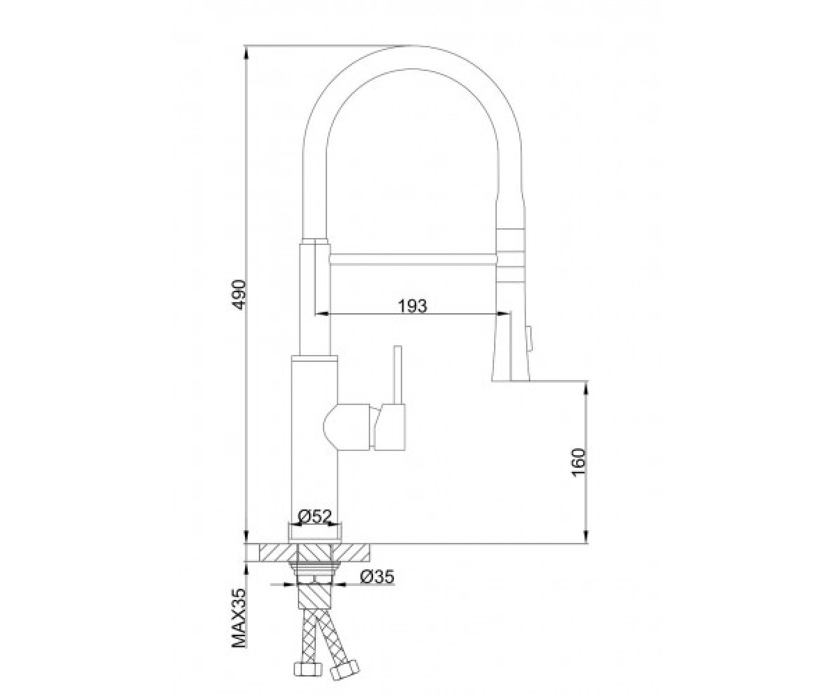 Смеситель с гибким изливом  F4452-8:Чертеж 