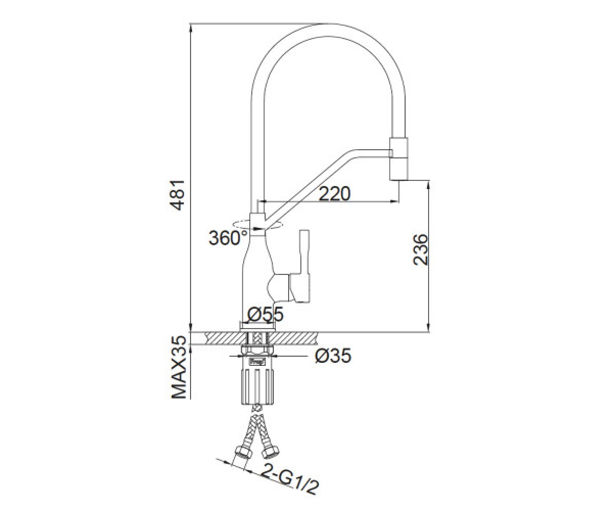 Смеситель с выдвижным изливом  F4497-3:Чертеж 