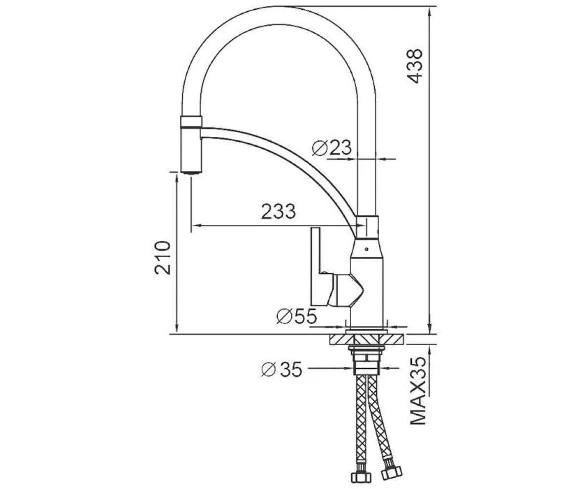 Смеситель на мойку  F4552-8:Чертеж 