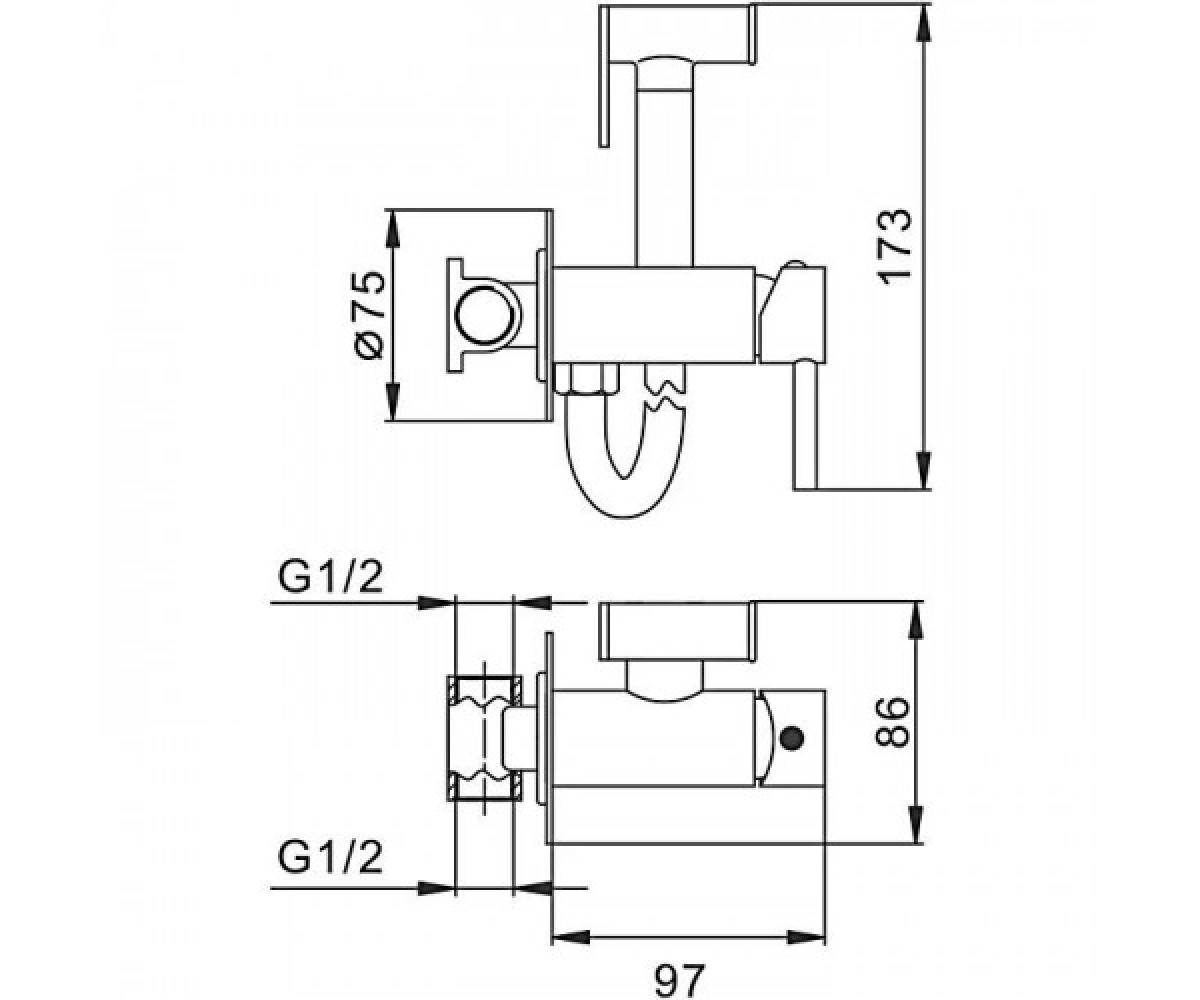 Гигиенический душ моно  F7505-6:Чертеж 