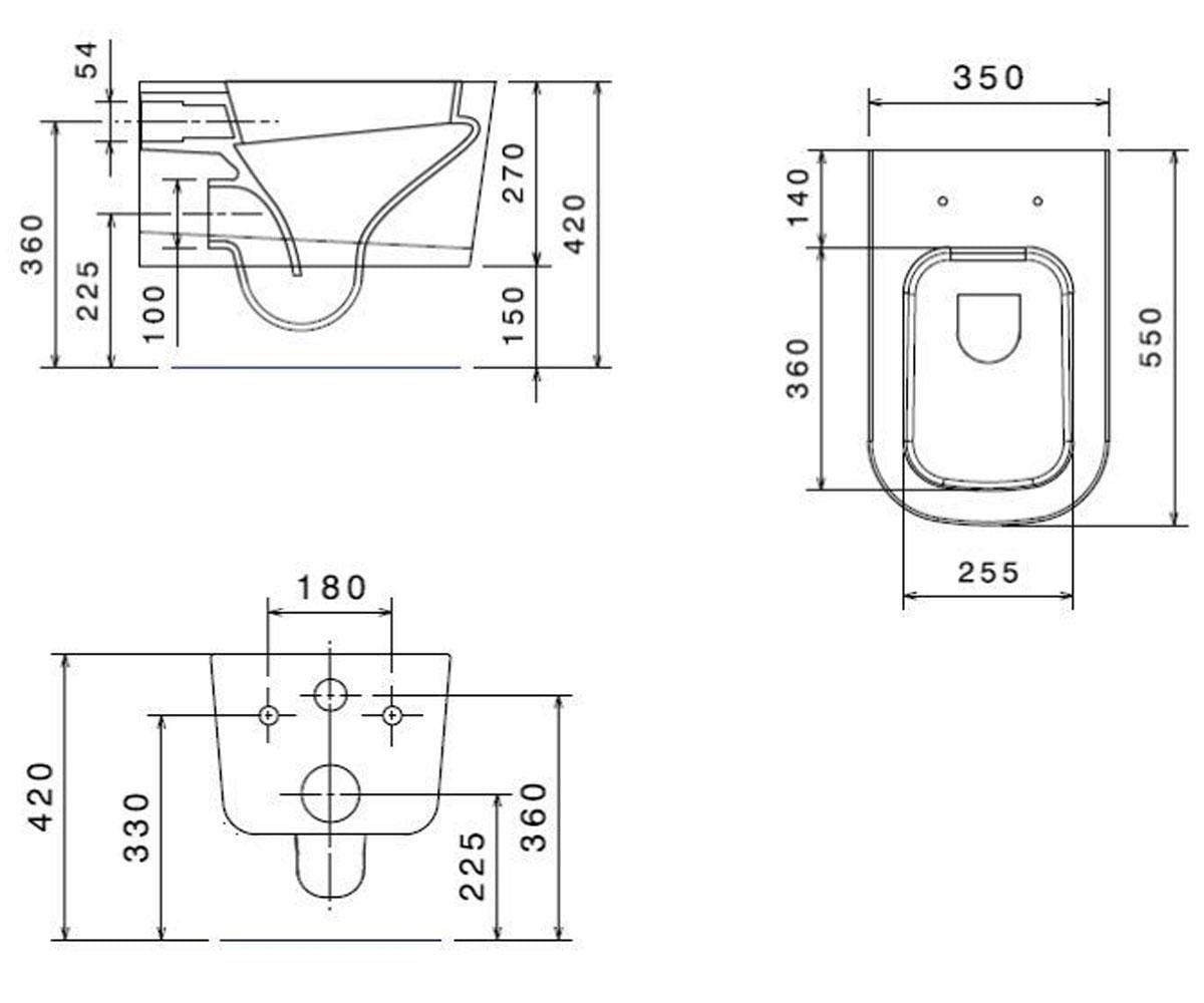 Подвесной унитаз  MEG11 5411NEMT:Чертеж 