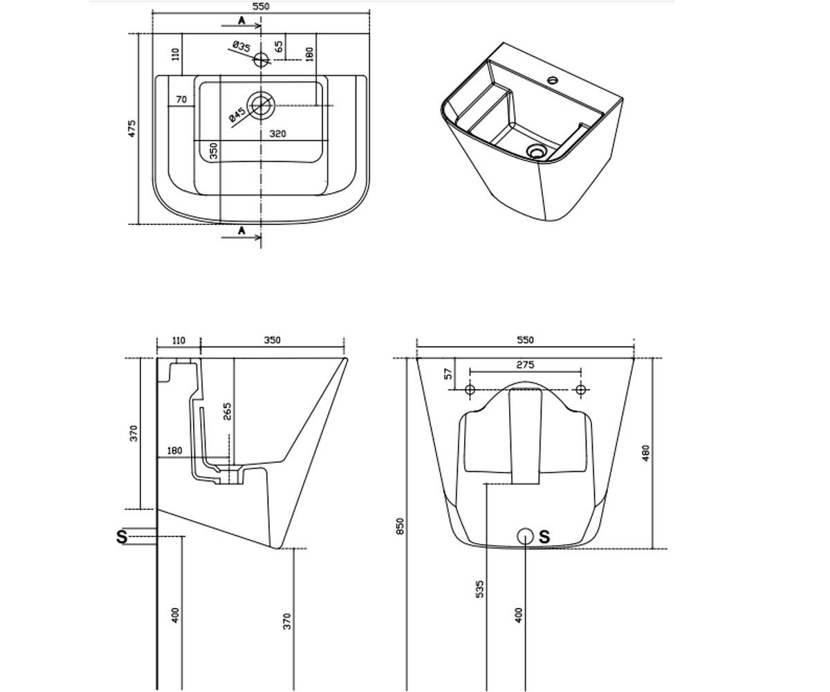 Раковина для стирки  LAVABO-LAVATOIO 5482:Чертеж 