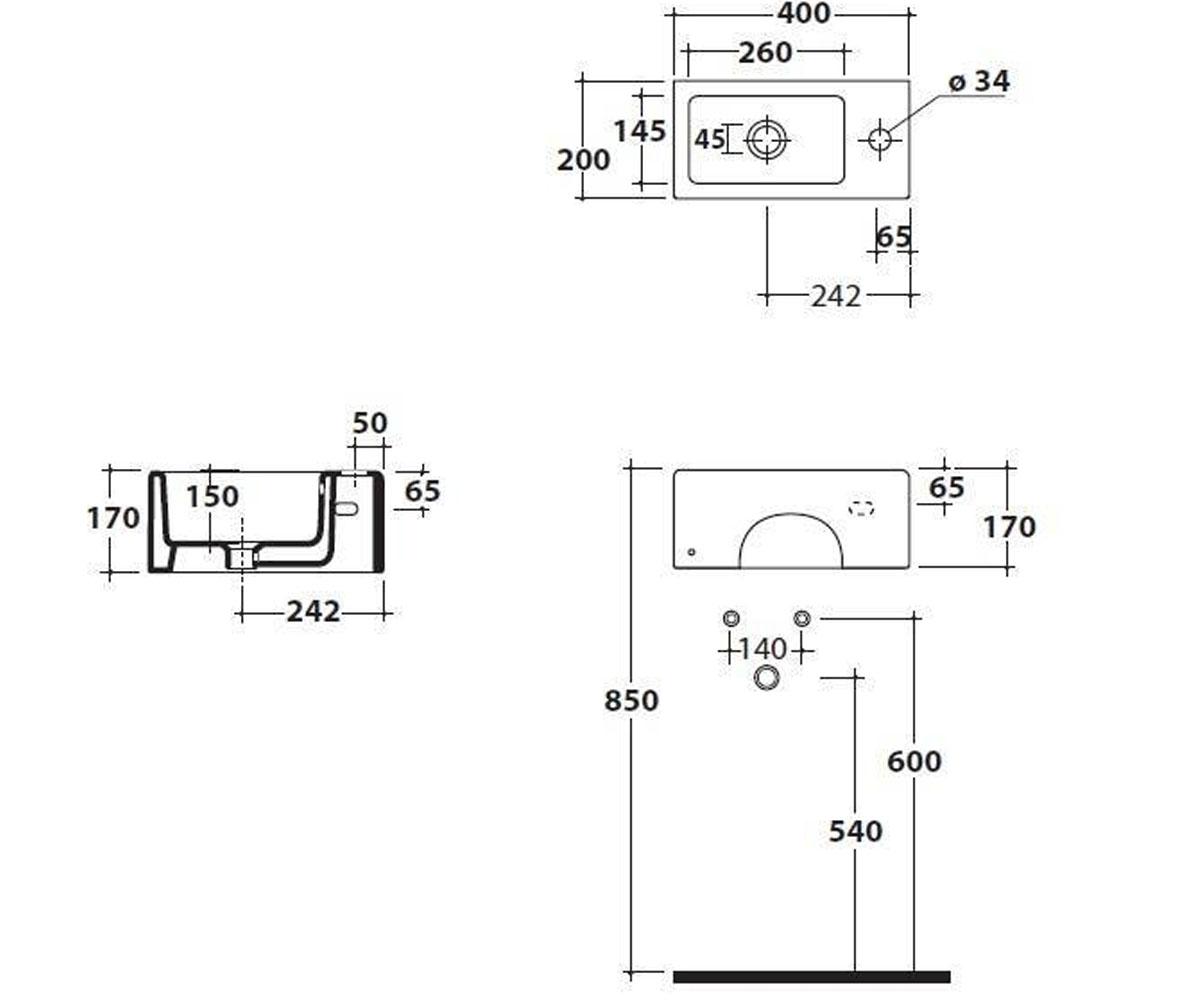 Керамическая раковина подвесная/ на столешницу  LAVABO 6030:Чертеж 