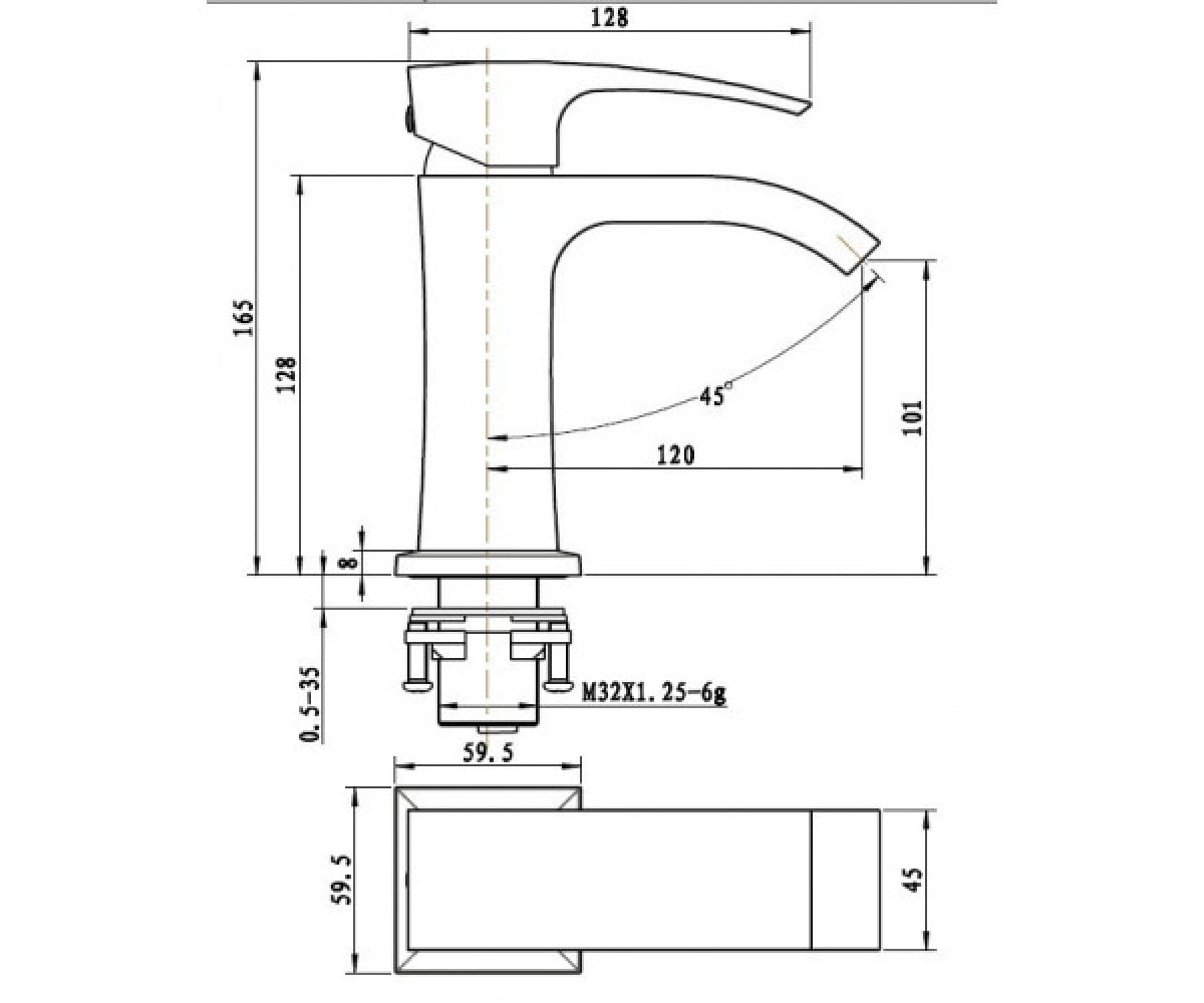 Смеситель для раковины  G07 G1007-1:Чертеж 