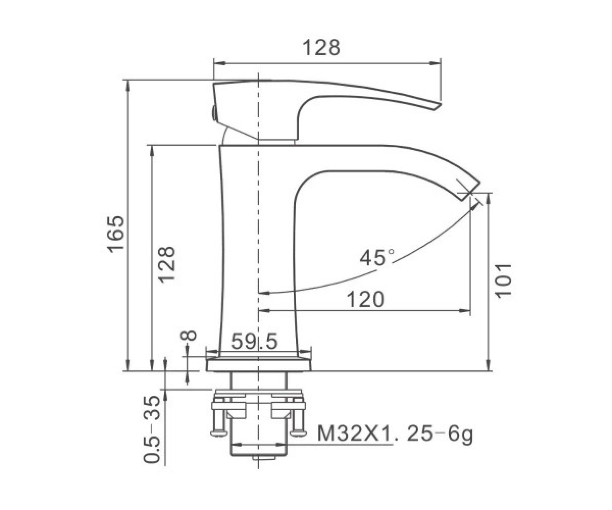 Смеситель для раковины  G07 G1007-3:Чертеж 