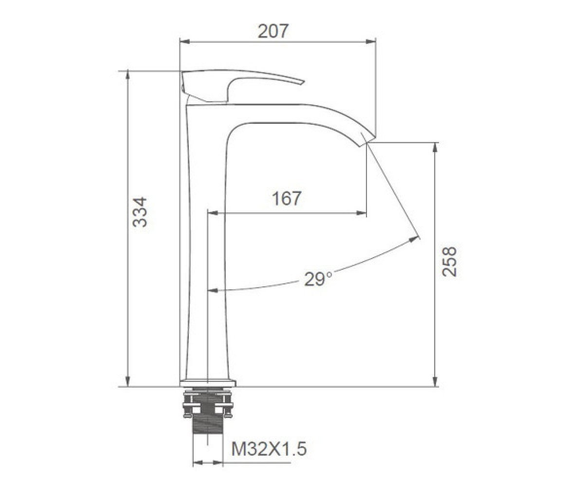 Высокий каскадный смеситель  G07 G1007-81:Чертеж 