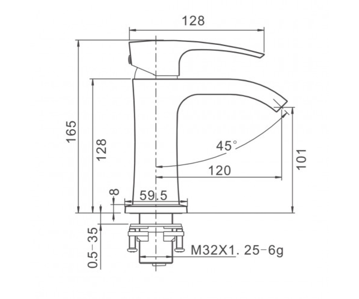 Смеситель для раковины  G07 G1007-8:Чертеж 
