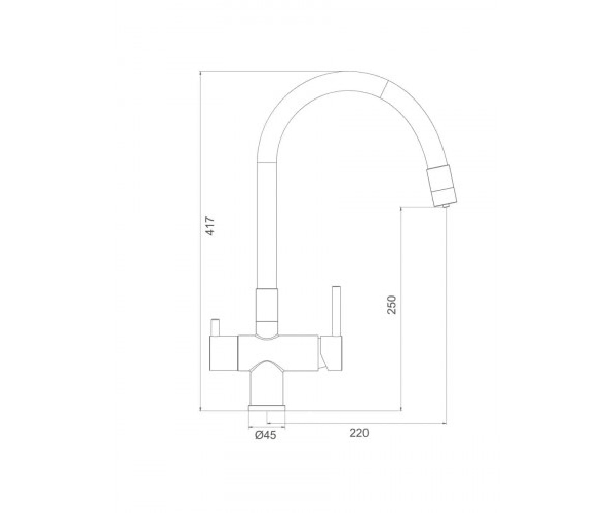 Смеситель с гибким изливом  G4398-30:Чертеж 