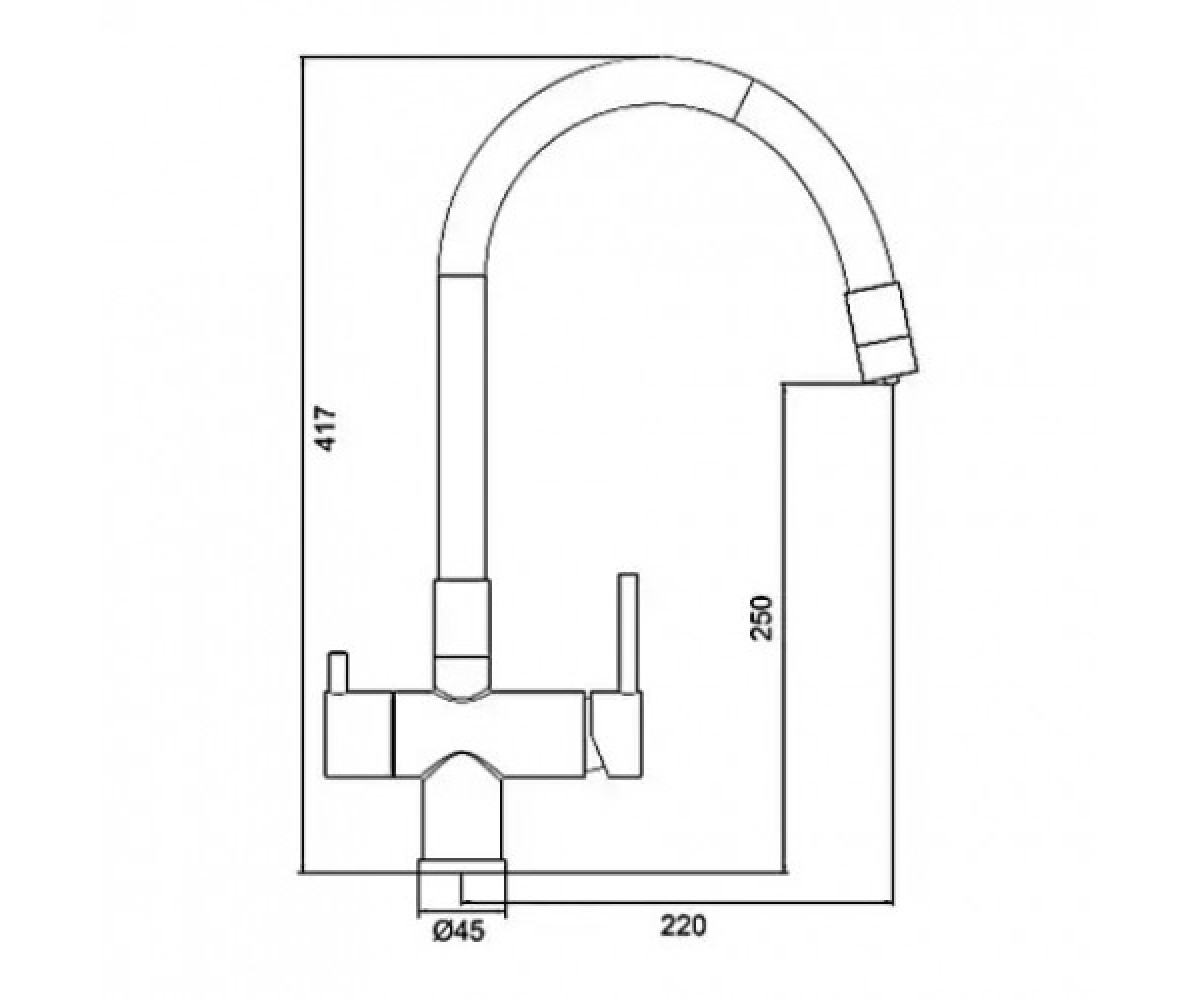 Смеситель с гибким изливом  G4398-36:Чертеж 