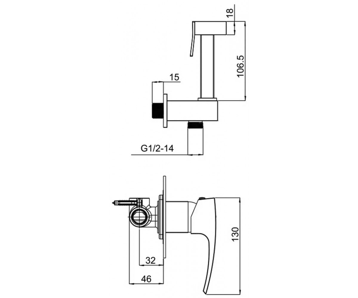 Гигиенический душ  G07 G7207:Чертеж 