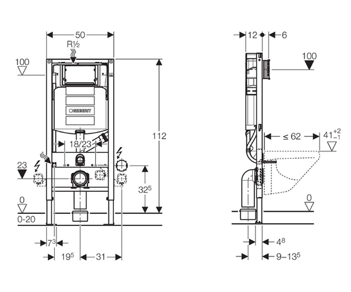 Инсталляция для унитаза  DUOFIX SIGMA 111.370.00.5:Чертеж 