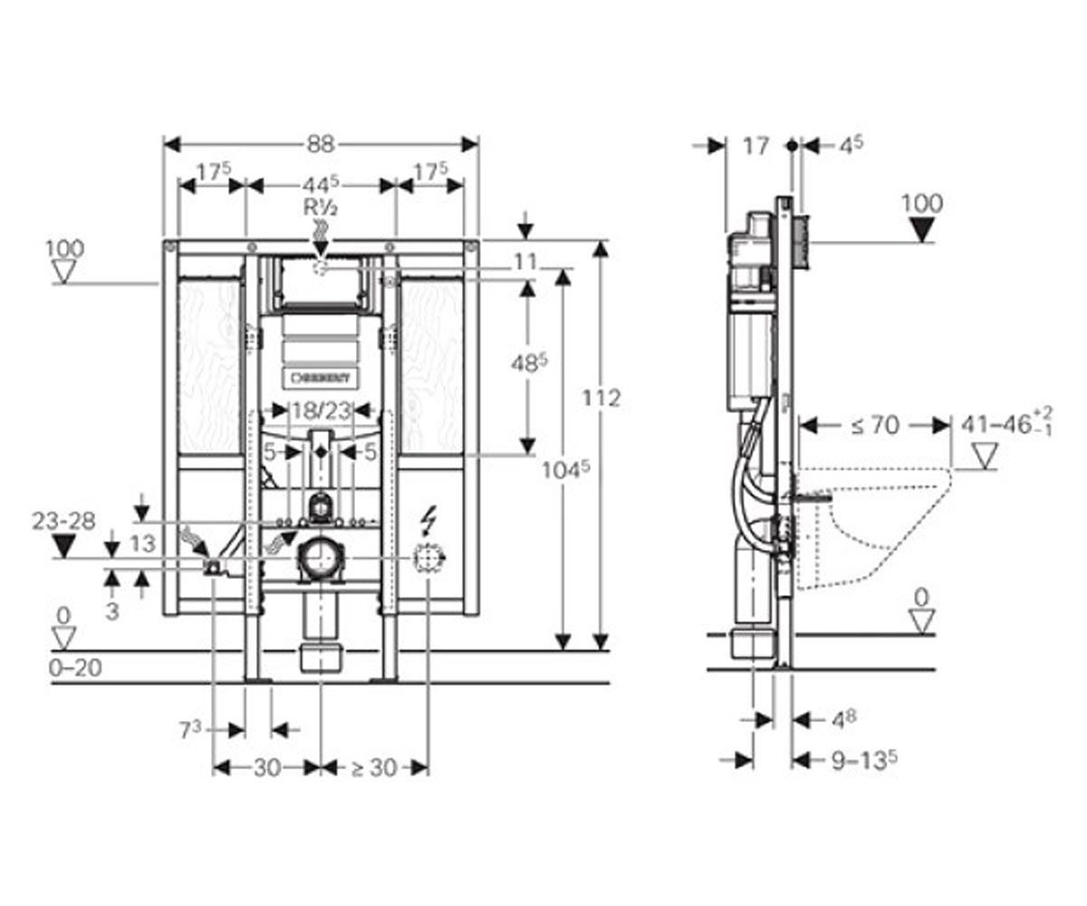 Инсталляция для унитаза  DUOFIX SIGMA 111.375.00.5:Чертеж 