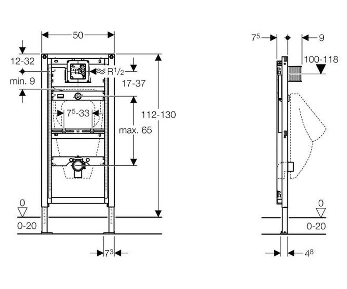Инсталляция для писсуара  DUOFIX 111.616.00.1:Чертеж 