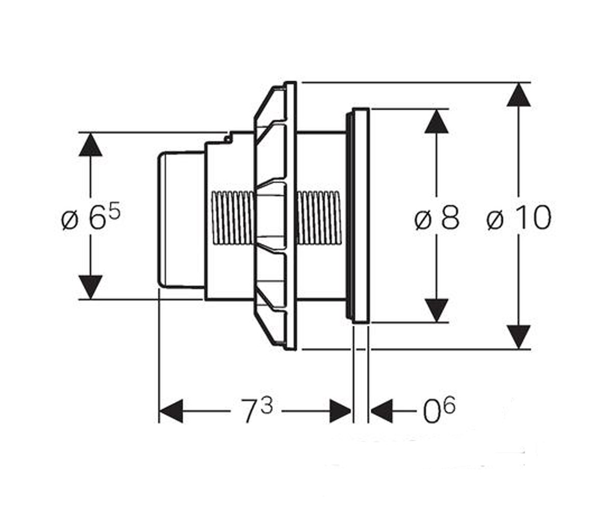Пневмо клавиша смыва  TYPE 10 116.057.KJ.1:Чертеж 