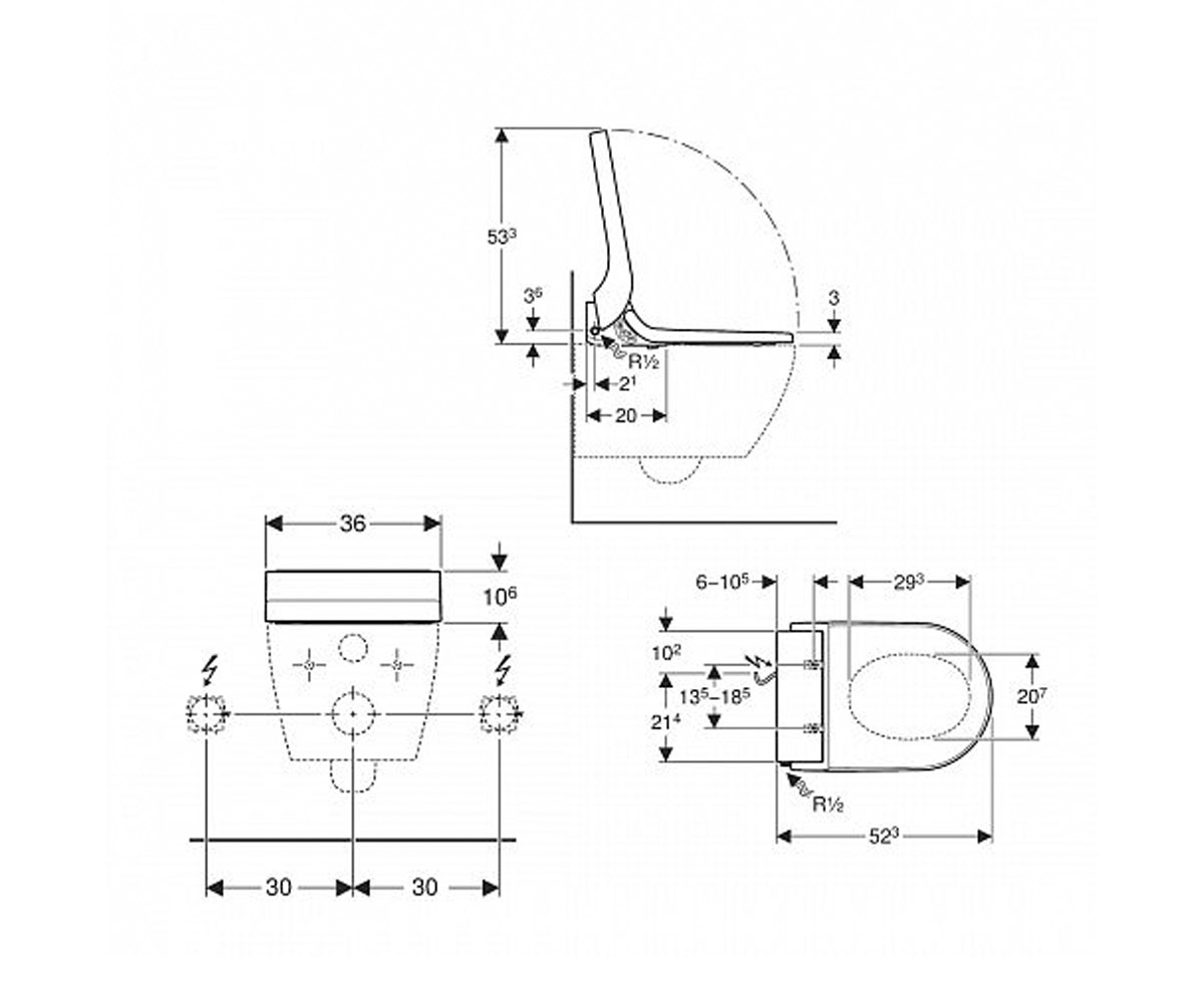 Крышка-биде  QUACLEAN TUMA COMFORT 146.274.FW.1:Чертеж 