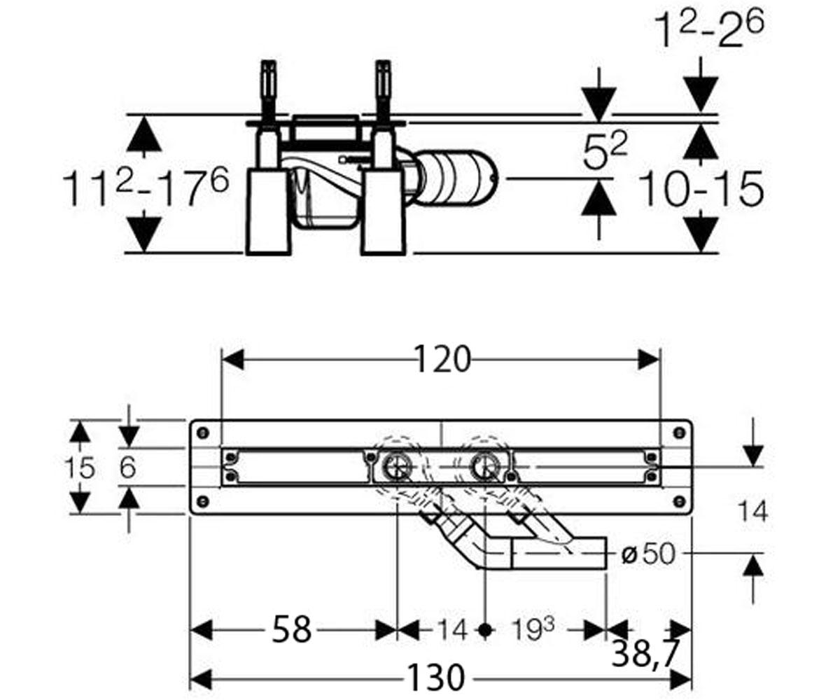 Дренажный канал 120 см  UNIFLEX 154.415.00.1:Чертеж 