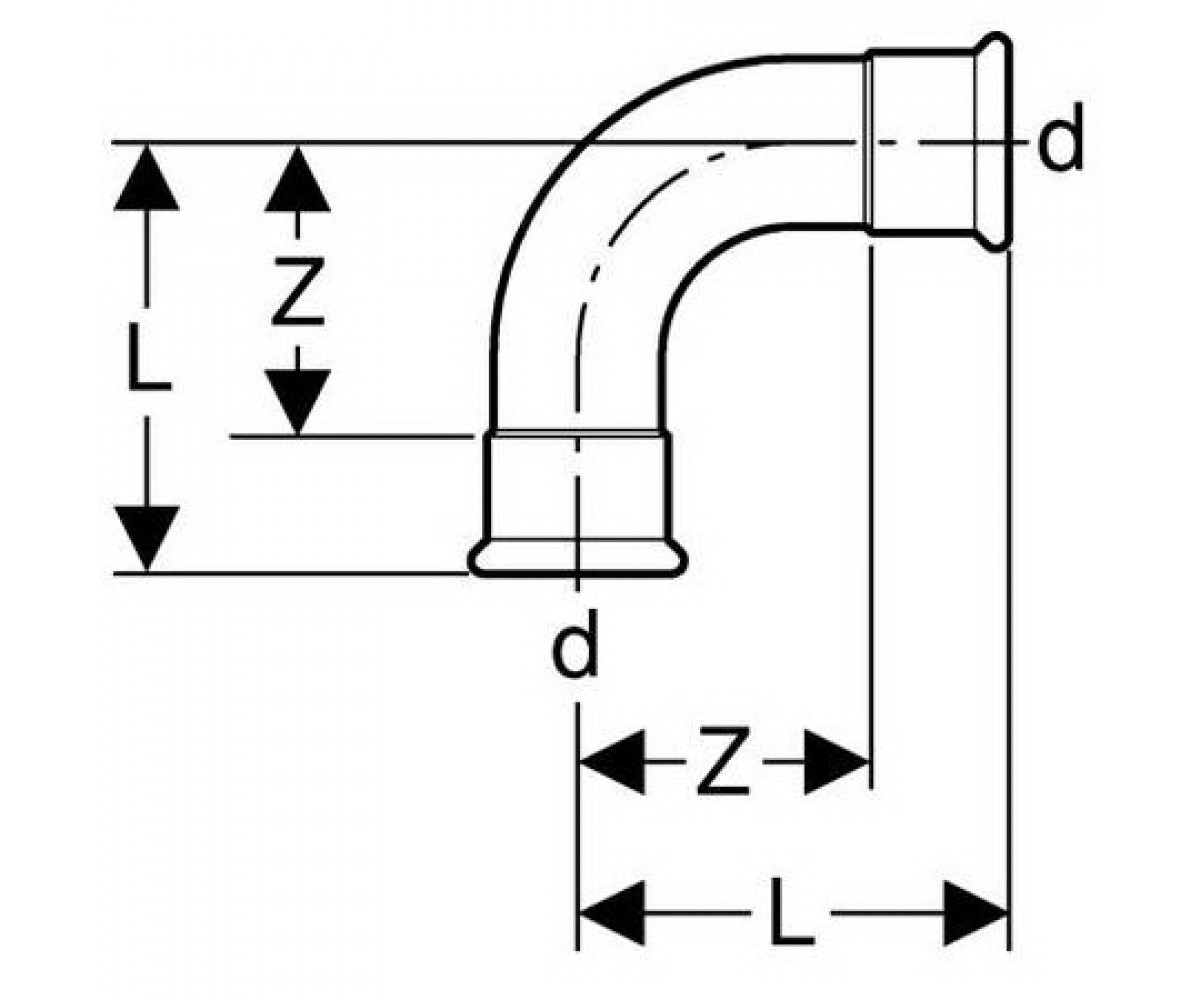 Отвод 90°  MAPRESS 30103:Чертеж 