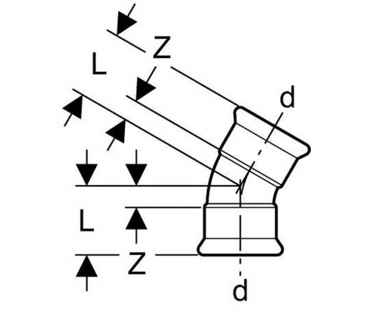 Отвод 30°  MAPRESS 36123:Чертеж 