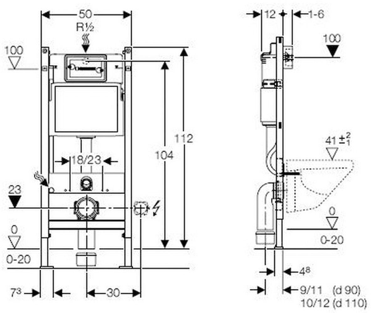 Инсталляция для унитаза  DUOFIX DUOFIX BASIC 458.102.21.1:Чертеж 
