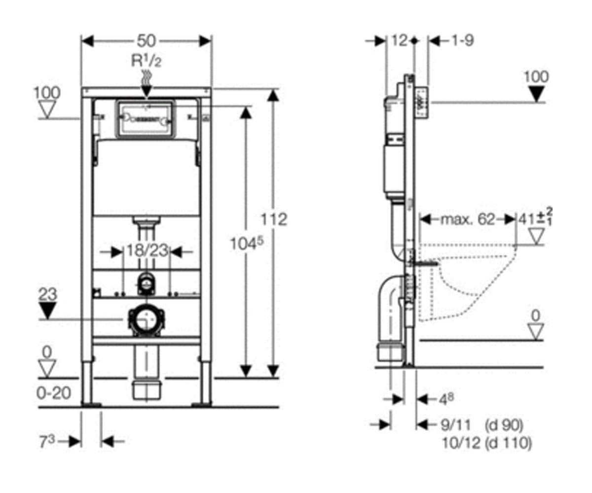 Инсталляция для унитаза  DUOFIX DELTA 458.103.00.1:Чертеж 