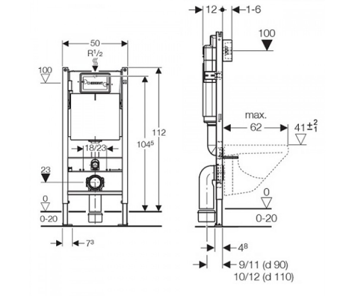 Инсталляция для унитаза  DUOFIX DELTA 458.126.00.1:Чертеж 