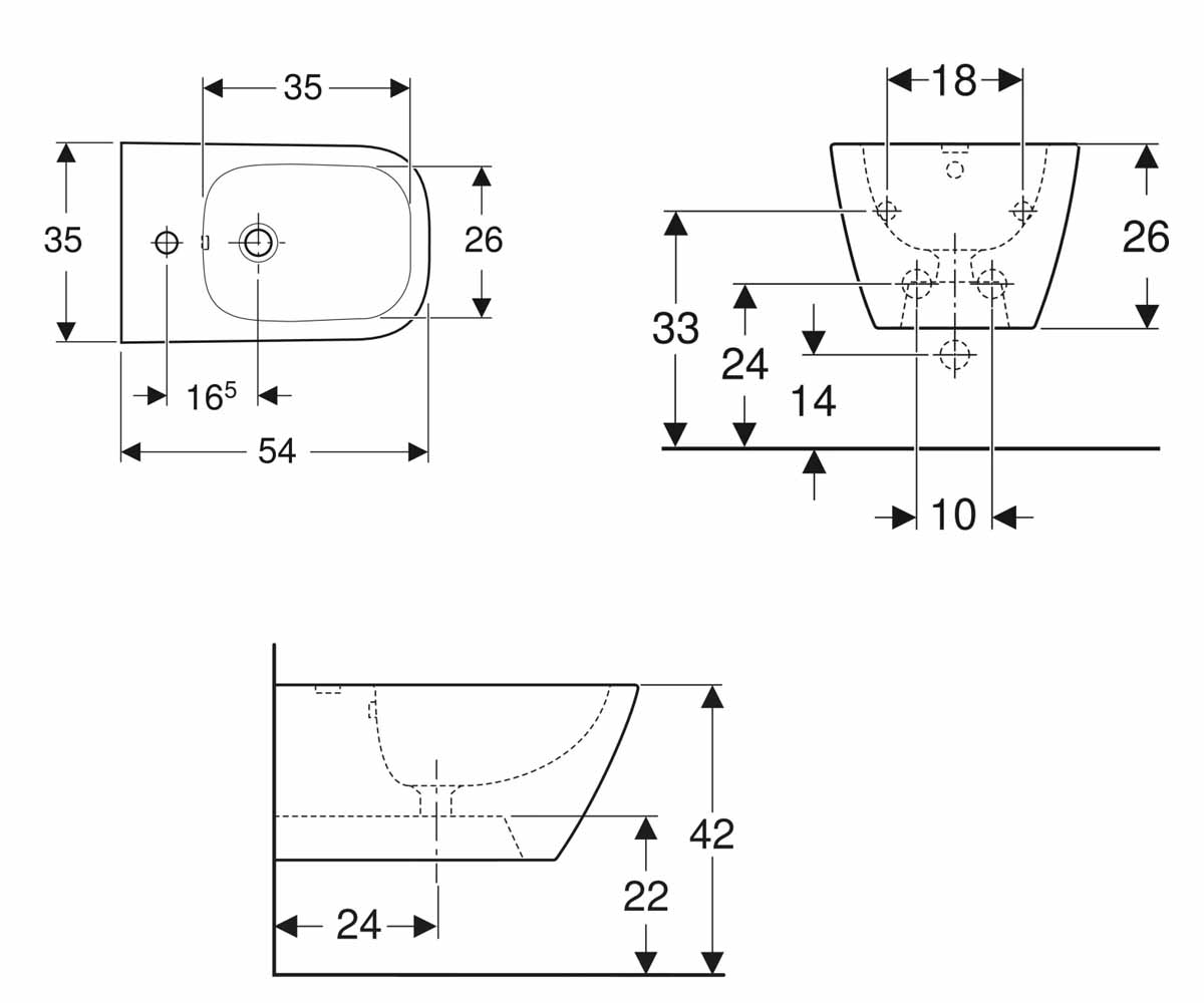 Подвесное биде  SMYLE SQUARE 500.209.01.1:Чертеж 