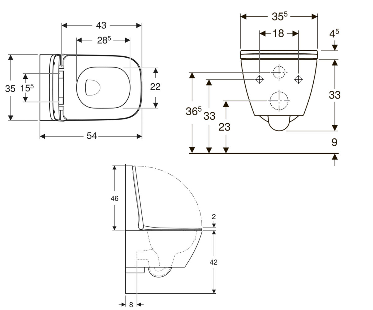 Чаша с сиденьем  SMYLE SQUARE 500.683.00.2:Чертеж 