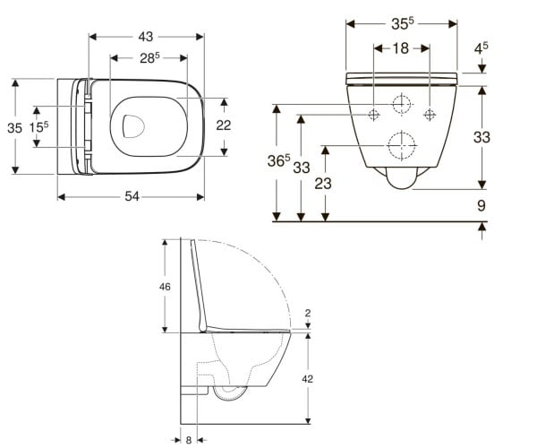 Чаша с сиденьем  SMYLE SQUARE 500.683.00.2:Чертеж 