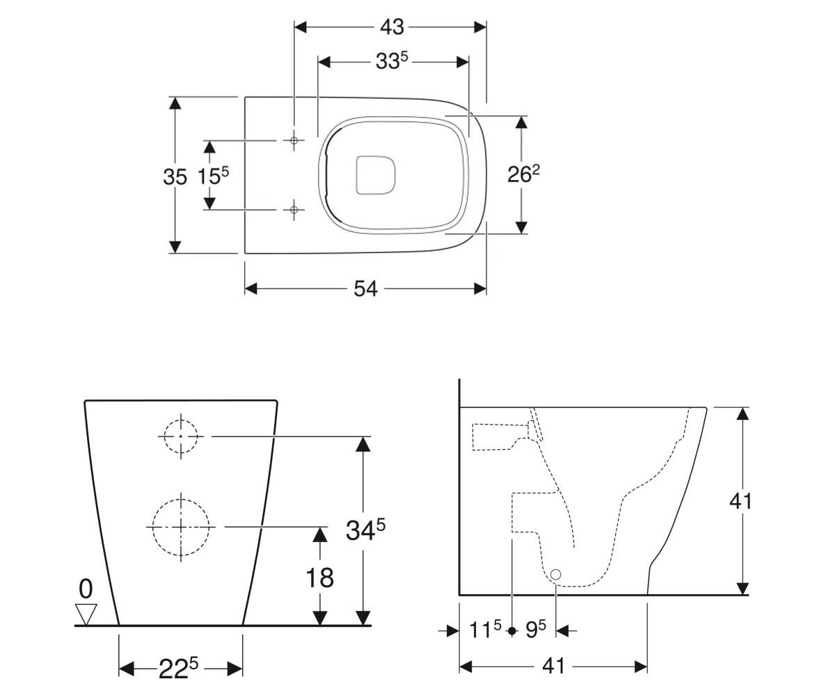Безободковый унитаз  SMYLE SQUARE 500.840.00.1:Чертеж 