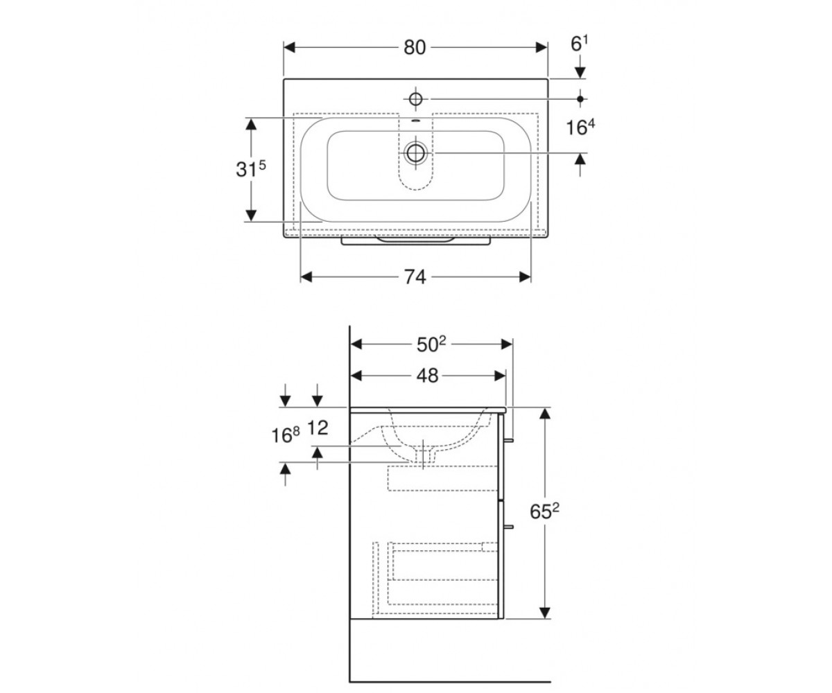 Тумба с раковиной  SELNOVA SQUARE SLIM 501.241.00.1:Чертеж 