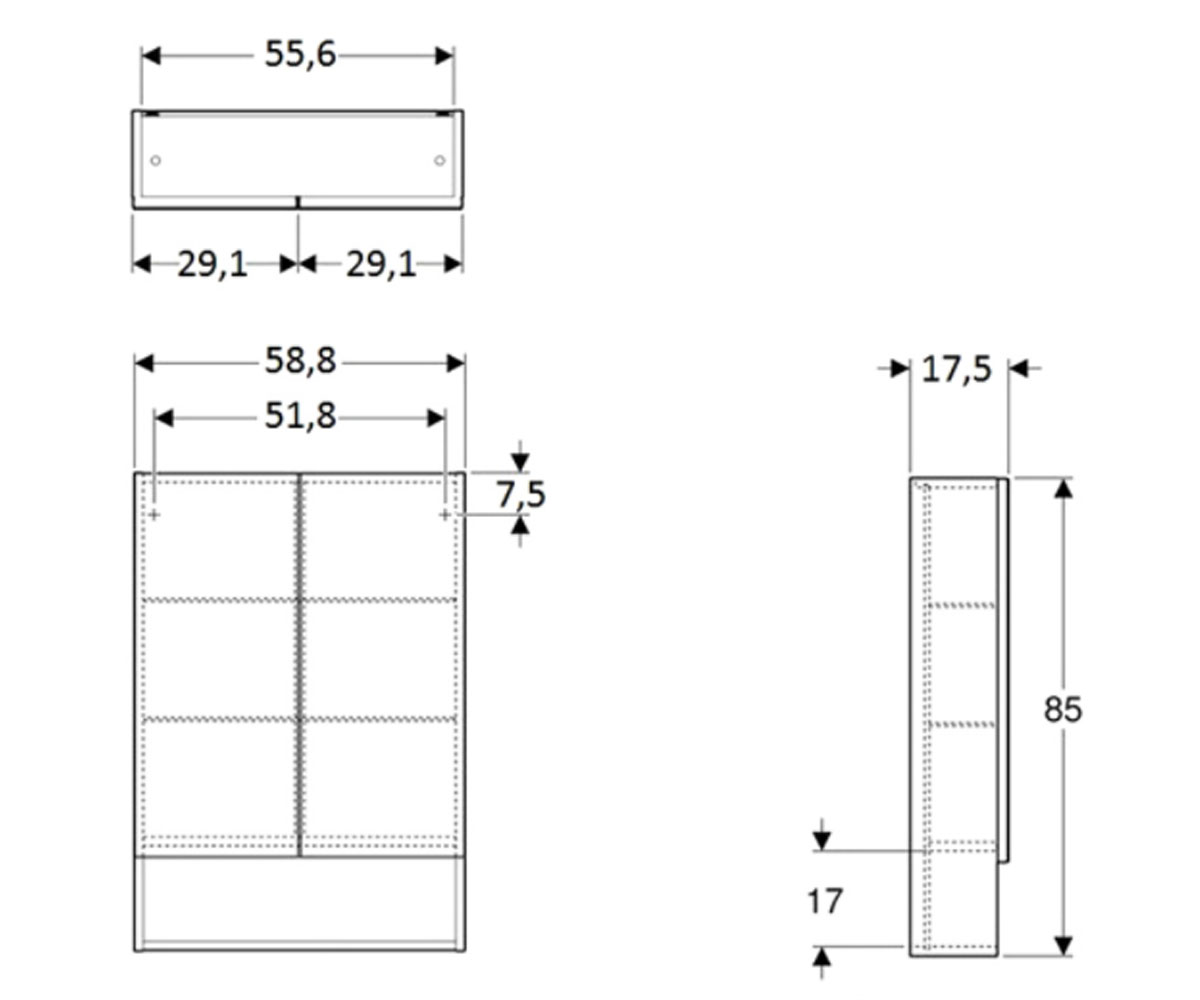 Шкаф зеркальный  SELNOVA SQUARE 501.264.00.1:Чертеж 