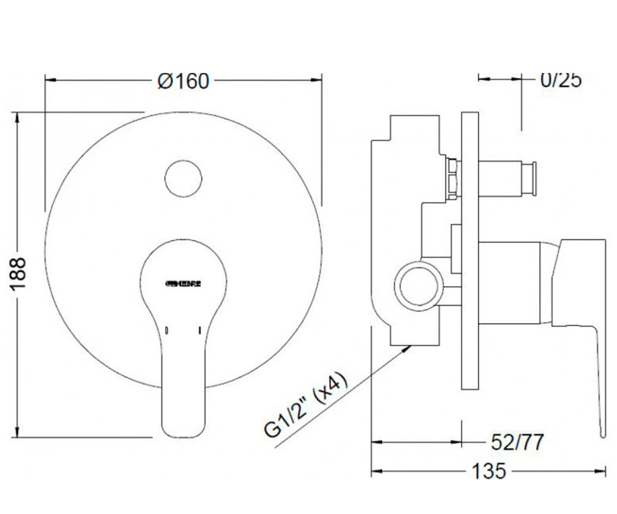 Смеситель с переключателем  K8 61116 28 45 66:Чертеж 