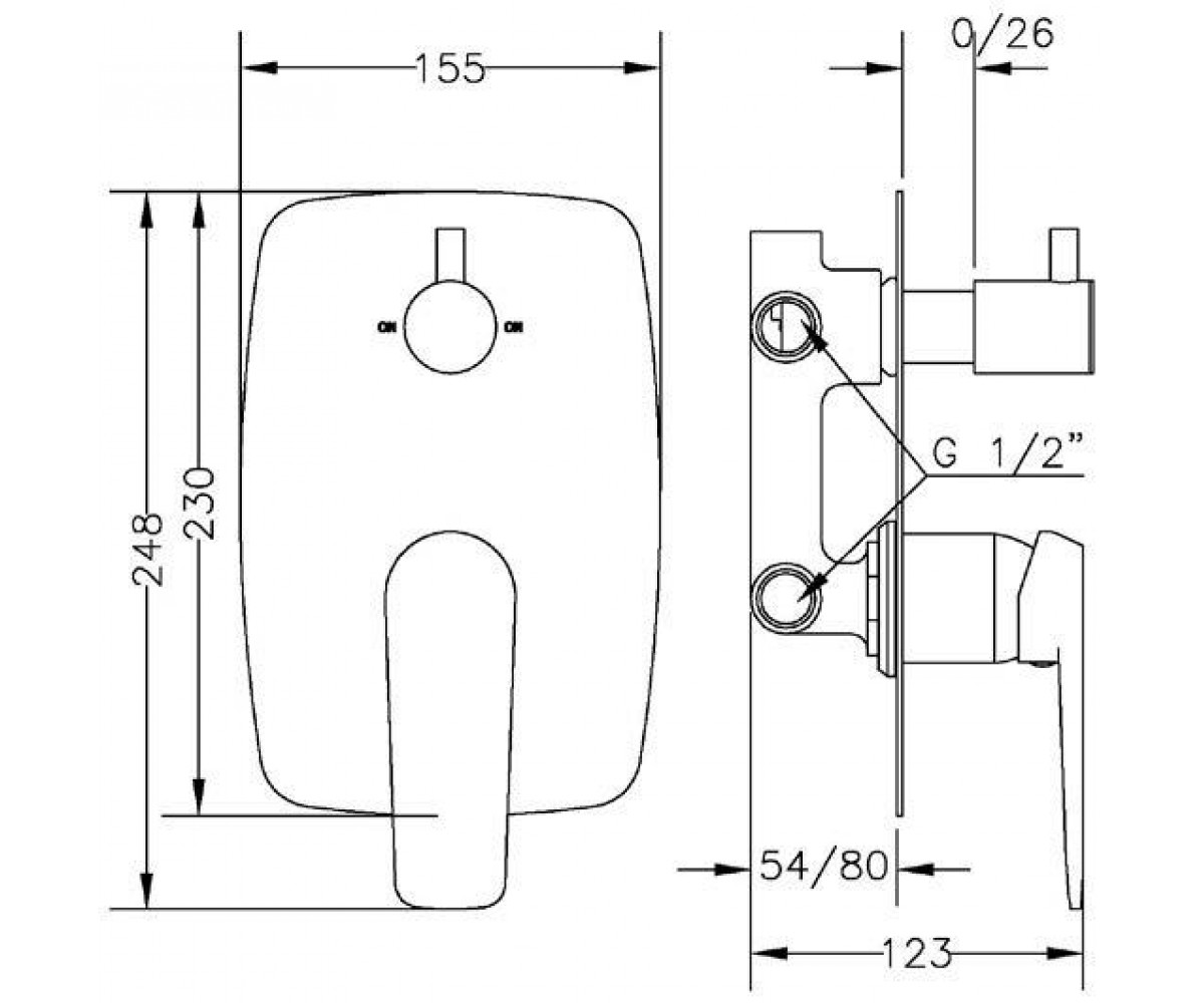 Смеситель для душа  KODE 62118 31 45 66:Чертеж 