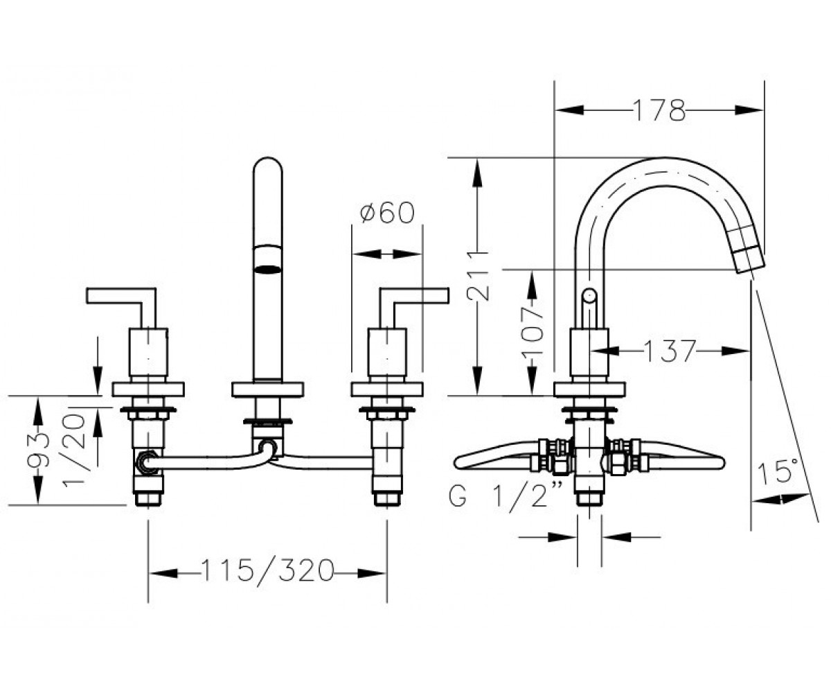 Смеситель для раковины  IXO 68124 12 45 66:Чертеж 