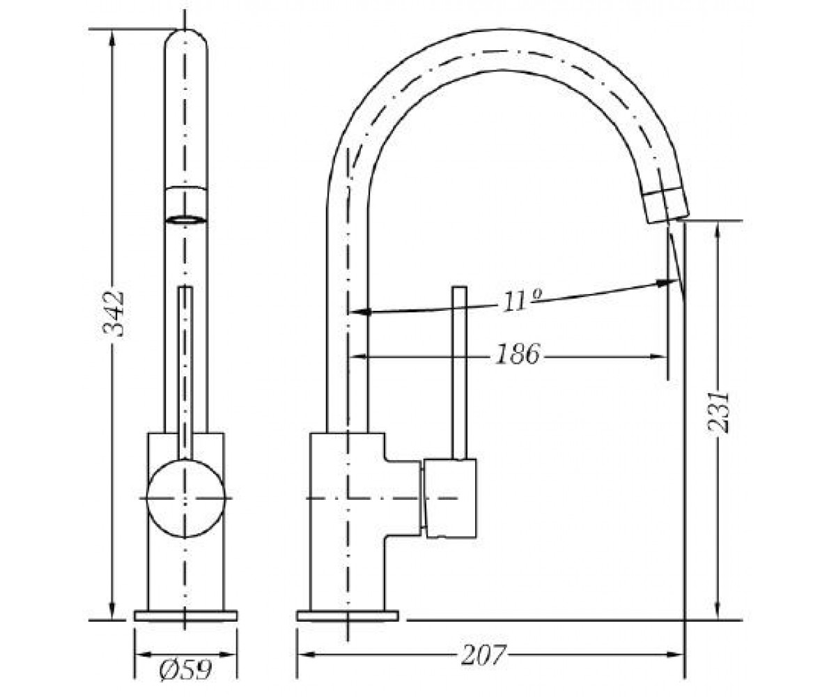 Смеситель для кухни  TAU FRT65402:Чертеж 